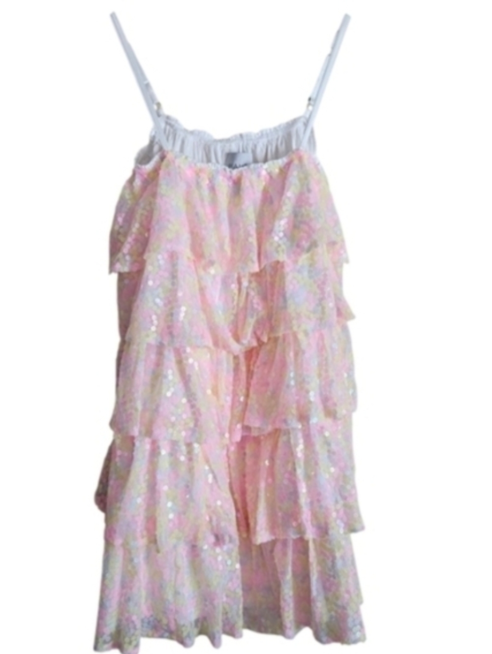Pink Ruffled Sequin Mini Dress - Women's